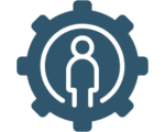 Person icon inside gear symbol