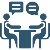 Dialogue between two figures illustration